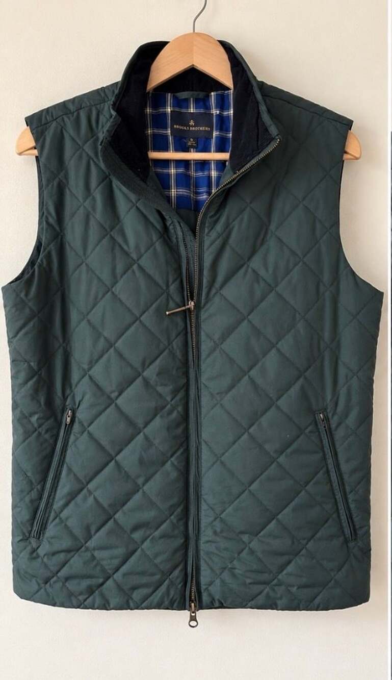 Brooks Brothers Quilted Vest Size M Green Paddock Diamond NWT